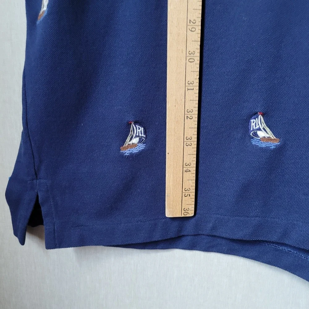 Ralph Lauren Polo Shirt Mens 4XLT Navy Blue Sailboat Lobster Nautical Polo